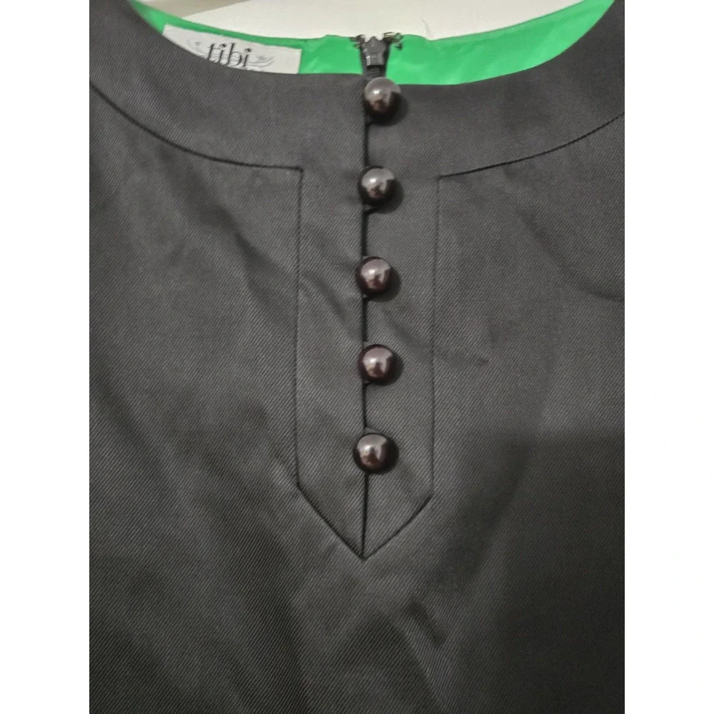 Tibi Dress Size 8 Black A Line Shift Dress Green‎ Accents Cocktail Party